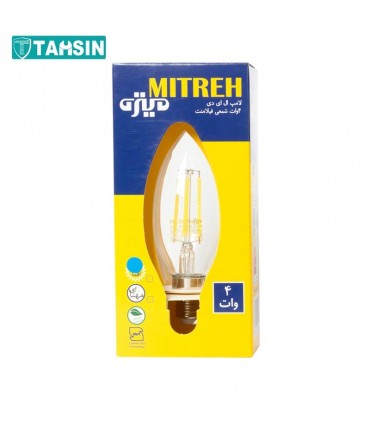 لامپ ال ای دی فیلامنت شمعی 4 وات میتره