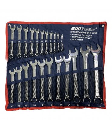 مجموعه 22 عددی آچار یکسر تخت یکسر رینگ SUNTOOLS