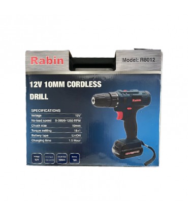 دریل شارژی 12 ولت تک باتری رابین مدل R8012