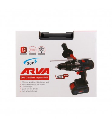 دریل پیچ گوشتی شارژی براشلس 20 ولت  5816 آروا