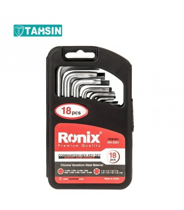 مجموعه 18 عددی آچار آلن و ستاره ای رونیکس مدل RH-2051